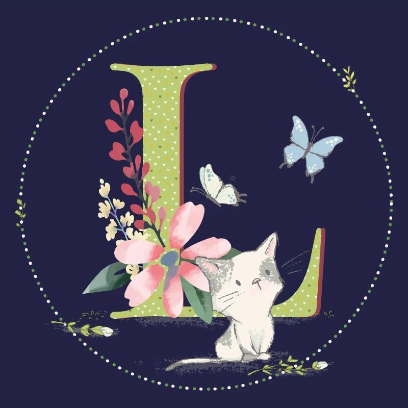 Lettre initiale L avec chat