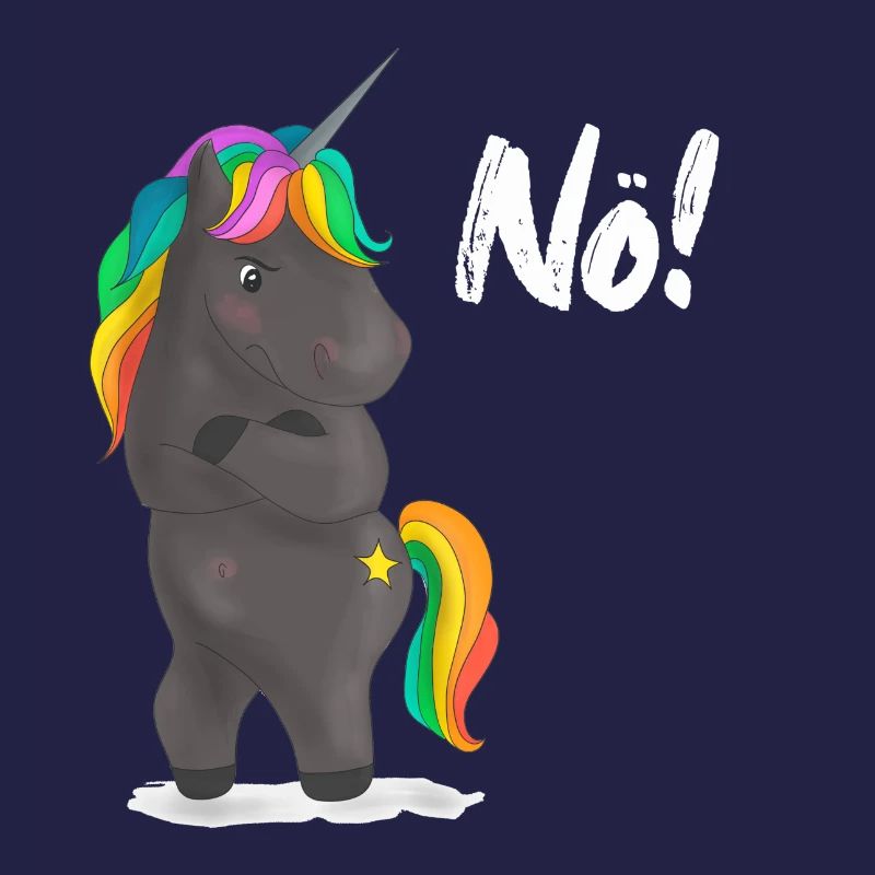 Verärgerter Regenbogen-Pony mit Witz