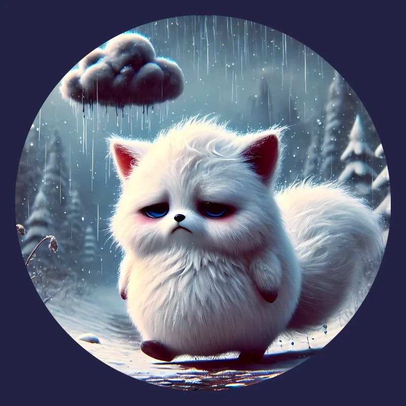 Trauriger Polarfuchs im eisigen Regen