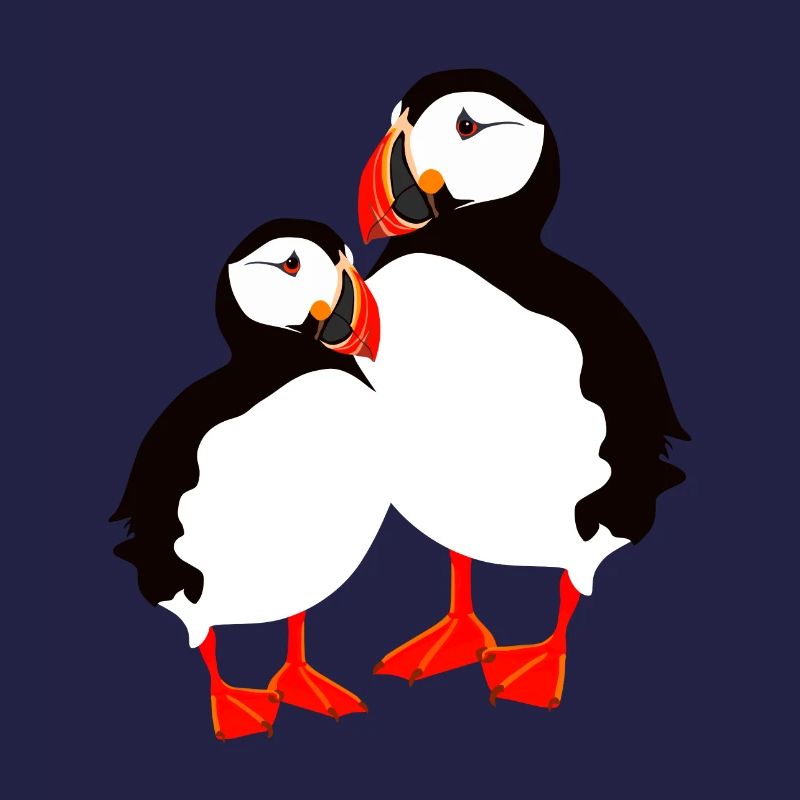 two puffins
