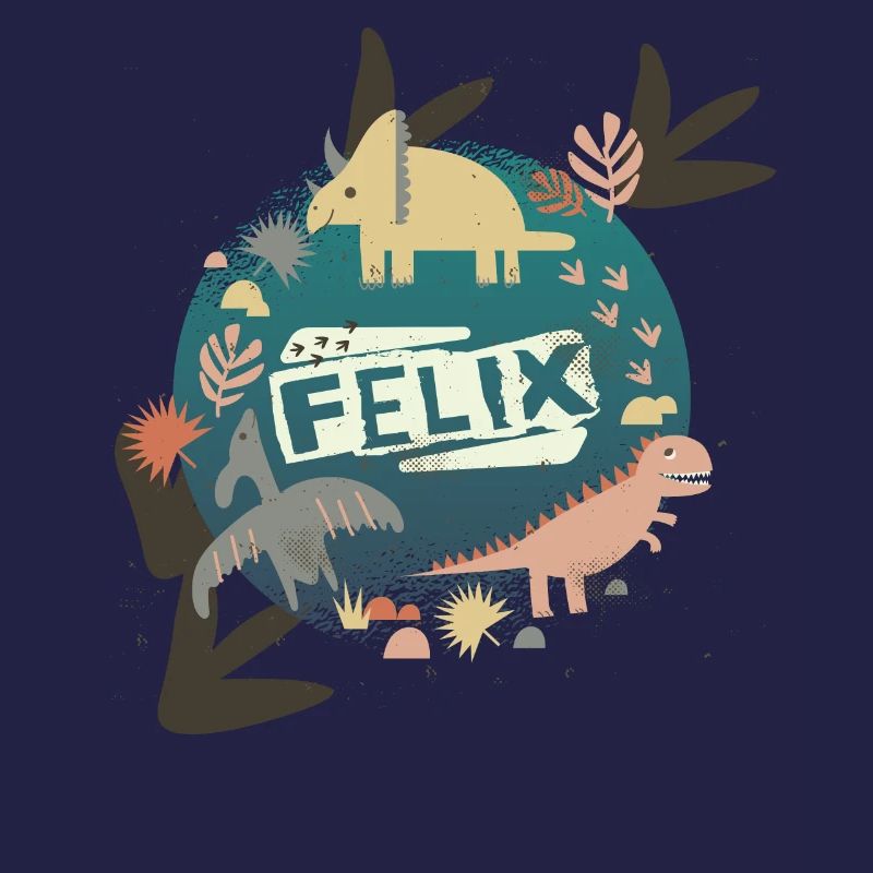 FELIX - Beautiful boy name with cute dinosaurs