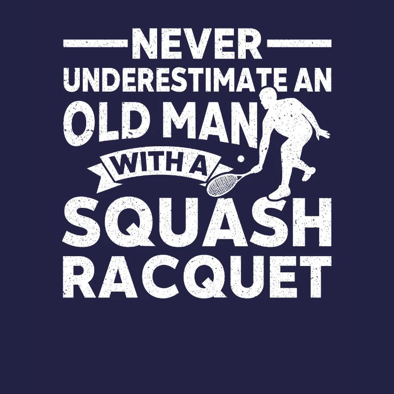 Squash Player Old Man With Squash Racket Squash