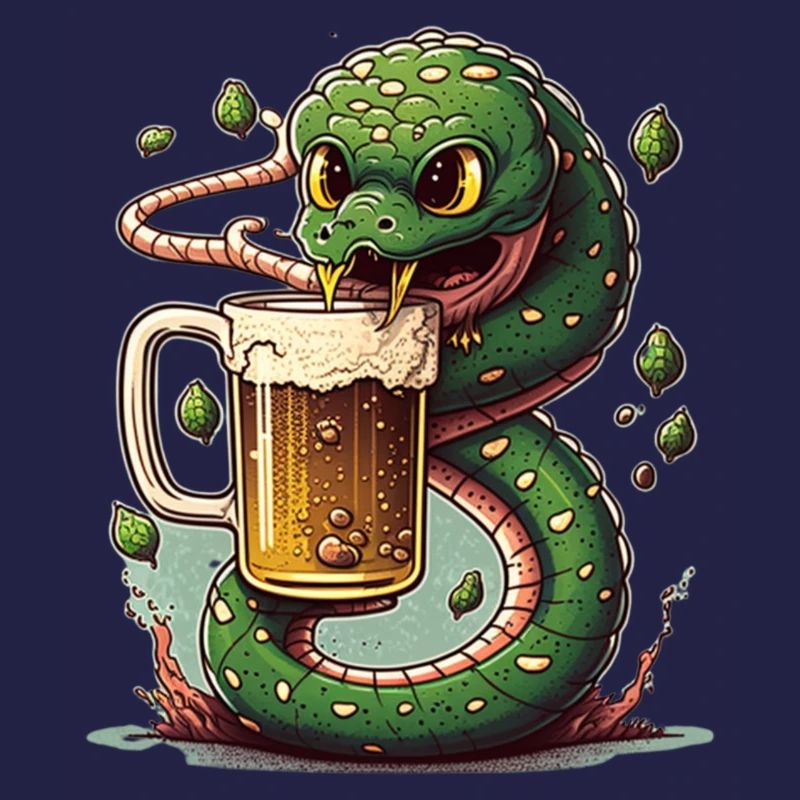 Coole Bier Schlange Comic Illustration