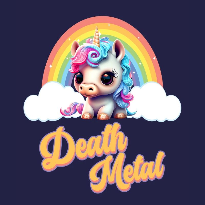 Witziges Einhorn mit Regenbogen und Spruch