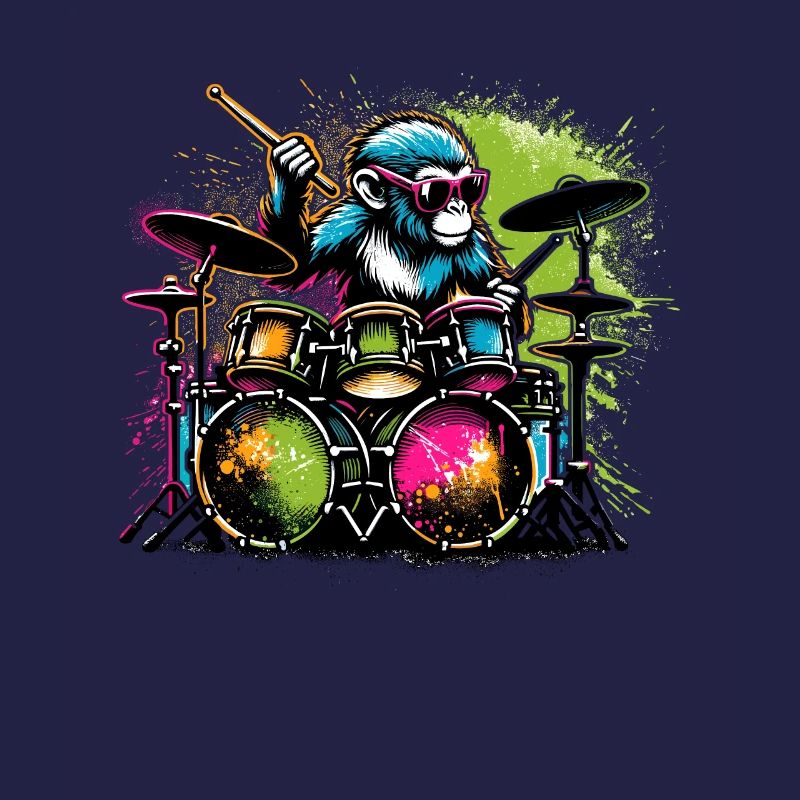 Monkey Playing Drums Drum Drummer Drumming