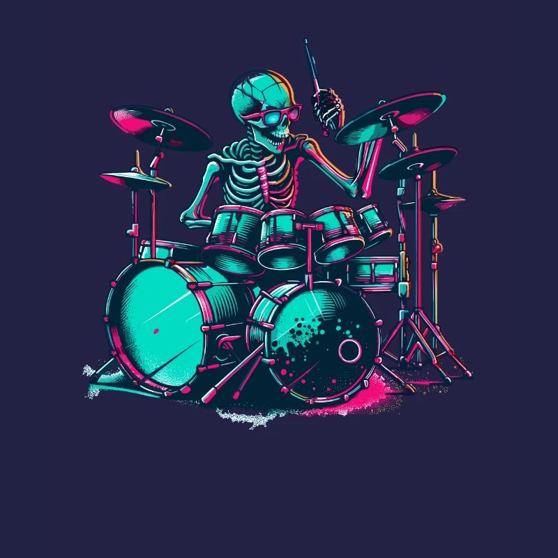 Skeleton Playing Drums Drum Drummer Drumming