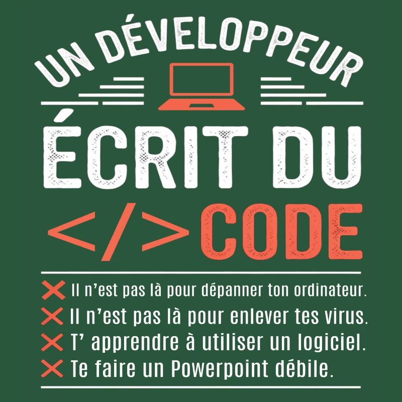 Un développeur écrit du code humour programmation
