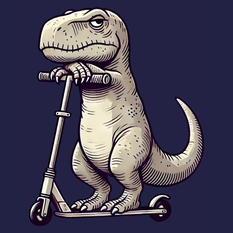 Grumpy Dino T-Rex on Kickroller Comic