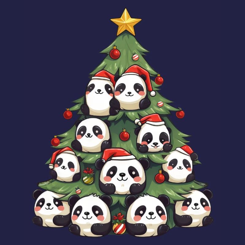 Weihnachtspanda - Ein festlicher Baum mit einem