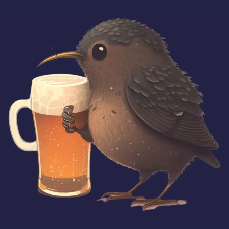 Süßer Vogel trinkt ein großes Glas Bier