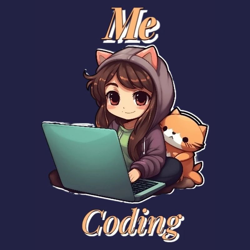 "Code Cutie: Anime-inspired Girl Coding"