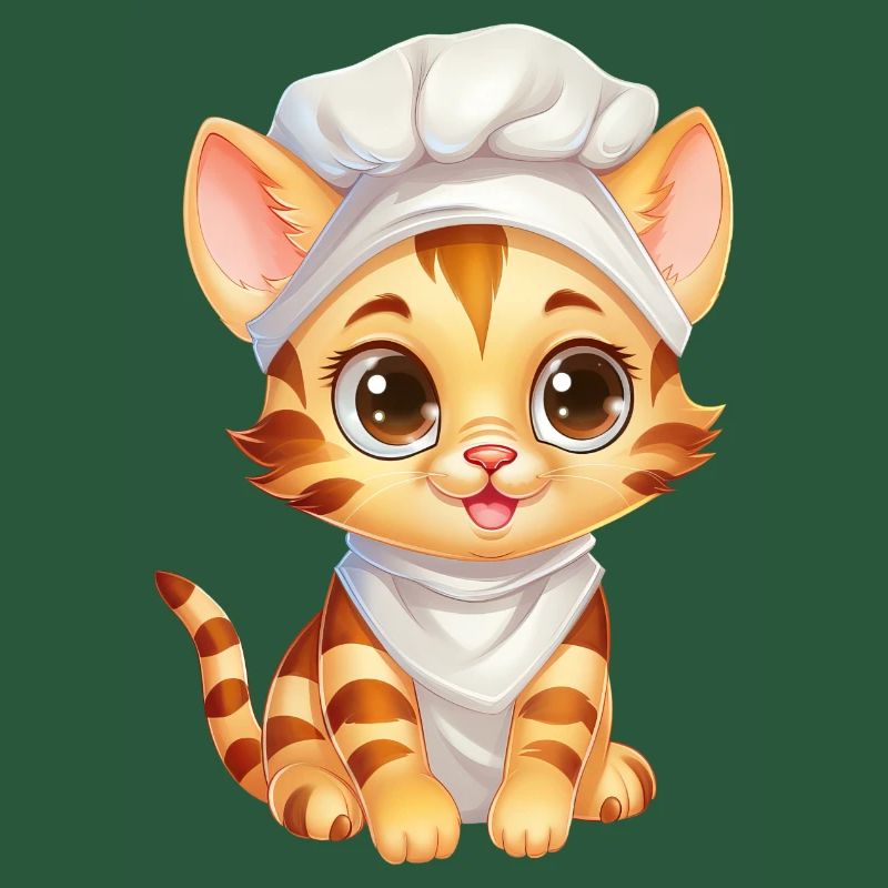 Cute Bengal Cat Chef Comic Design