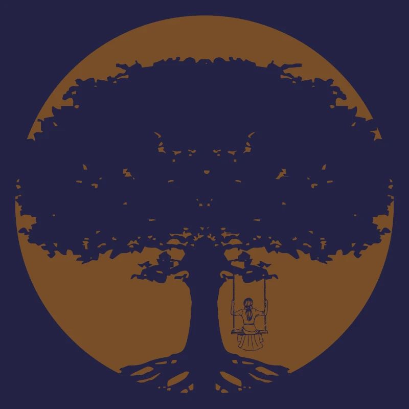 Mädchen schaukelt am Baum
