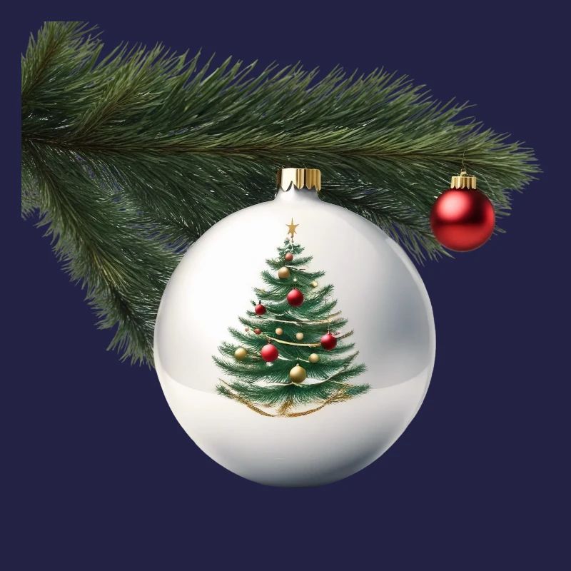 Weihnachtskugel mit Tannenzweig