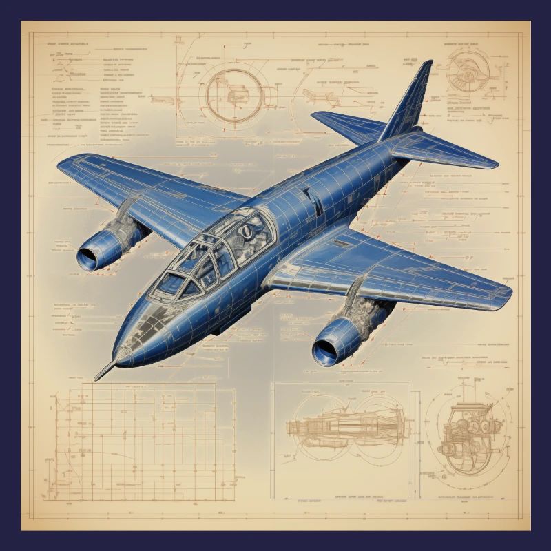 Blaupause eines Düsenflugzeugs