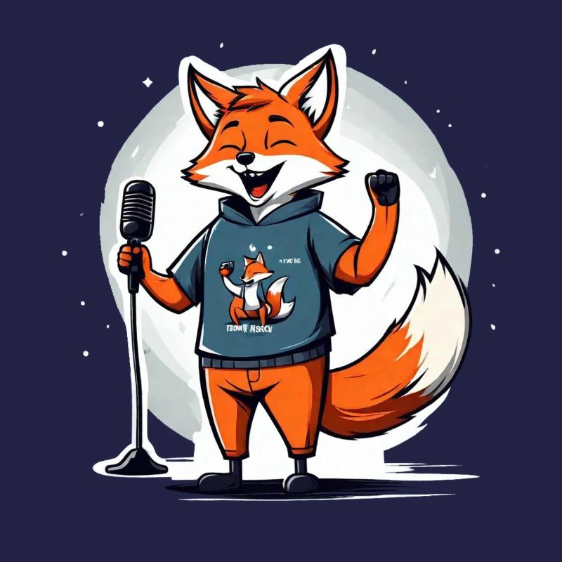 Singing fox singer with microphone