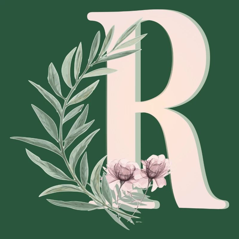 Buchstabe R mit Blumen