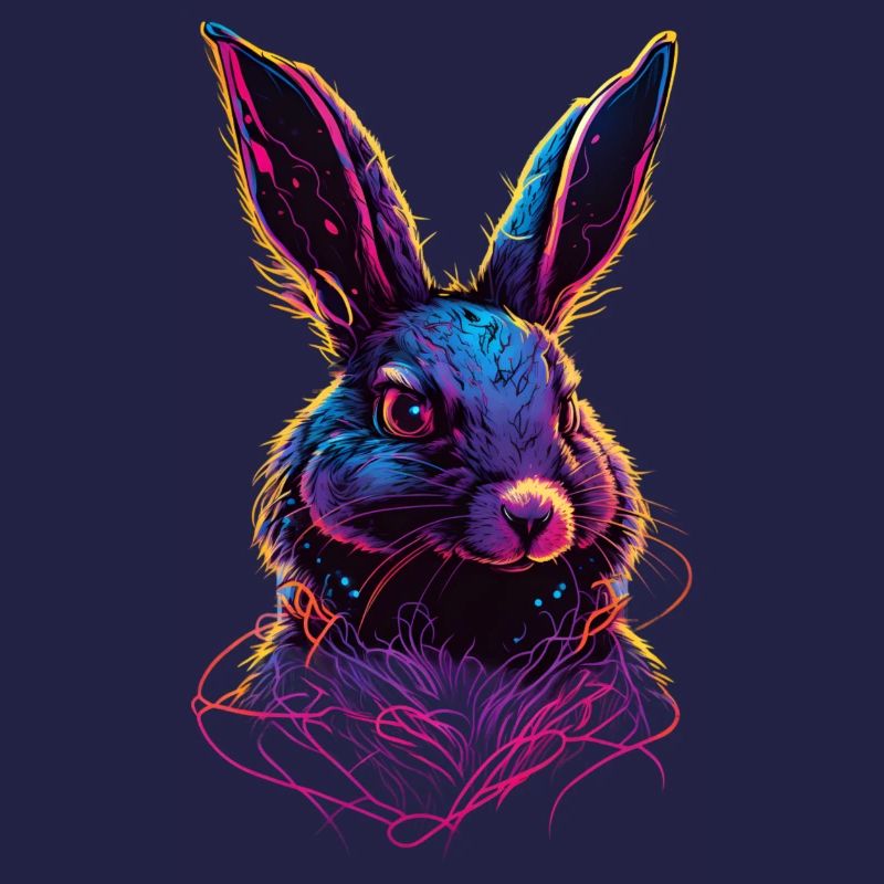 Rabbit Synthwave 80 s gift