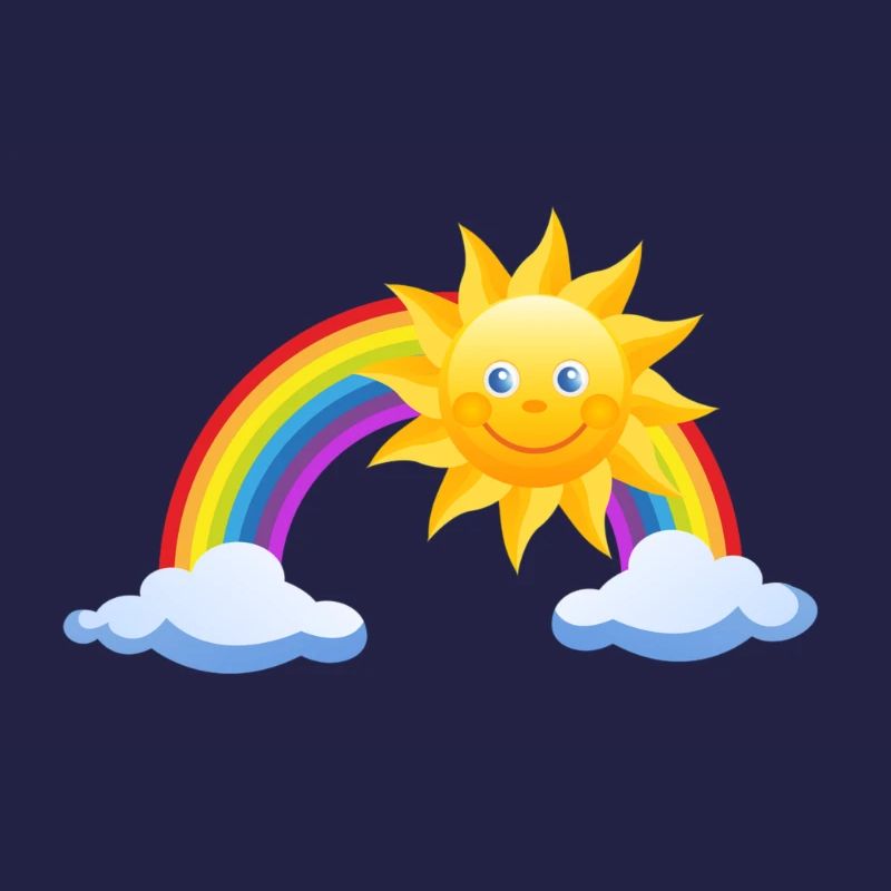 Sun, rainbow, clouds