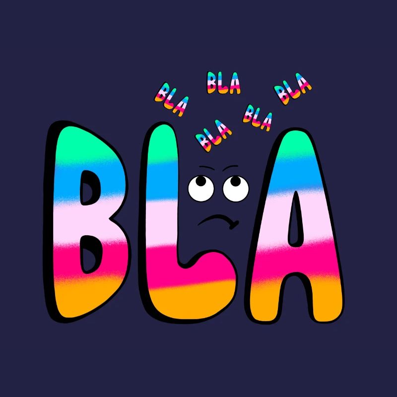 BLAH BLA BLA Rainbow font on black