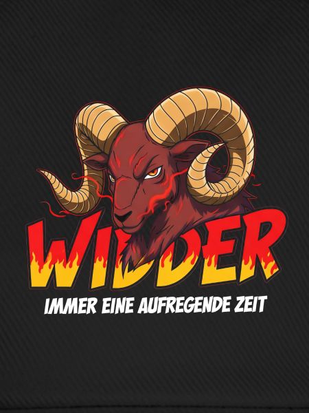 Widder mit Flammen-Text