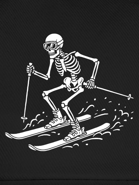 Skelettskifahrer auf Schneewellen