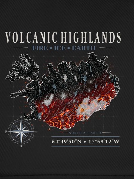 Island Vulkan Lava Karte Kompass