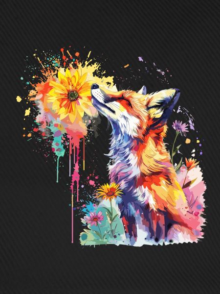 Fuchs mit Aquarellblume, Fuchs