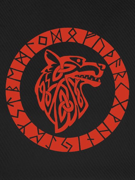 Wikinger Roter Wolf Emblem