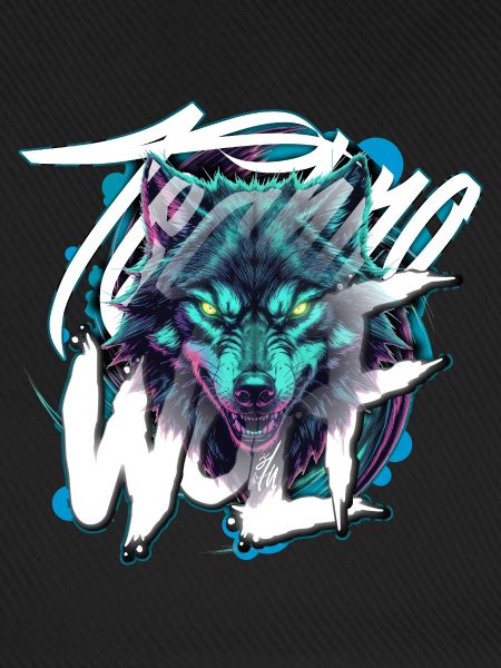 Neon Techno Wolf Head–Rave Wolf