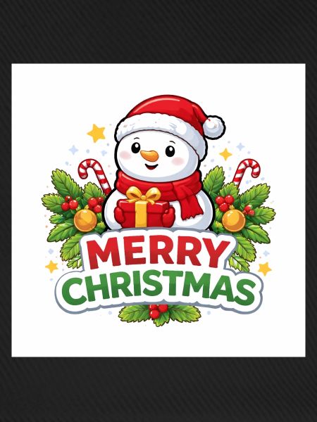 Schneemann mit Geschenk Weihnachtsspaß