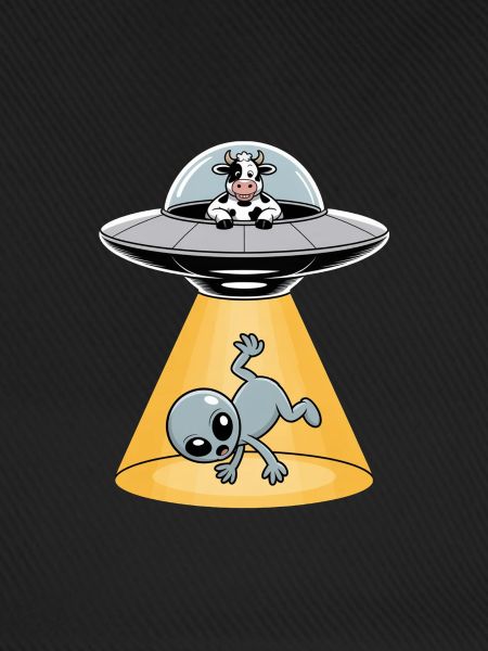 Kuh entführt einen Alien – Cooles Alien-Logo