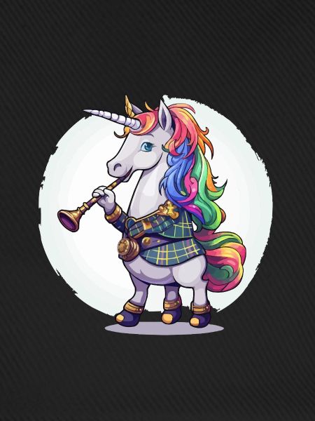 Buntes Einhorn mit Trompete