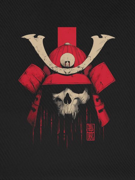 Blutroter Samurai Schädel