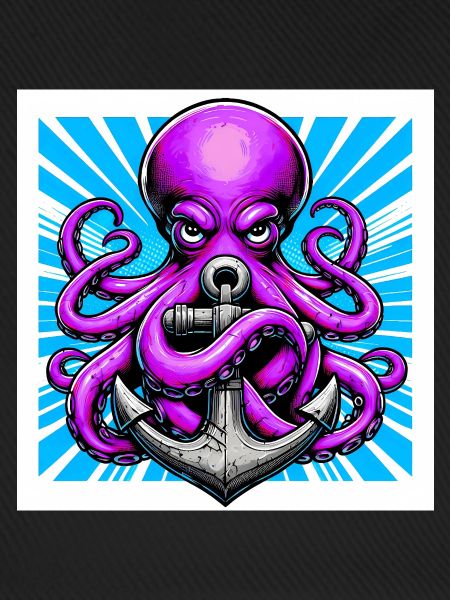 Oktopus umarmt einen Anker