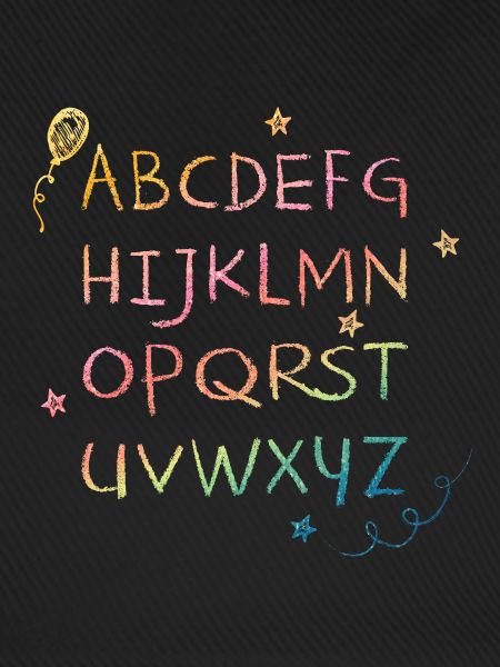 Regenbogen Kreide-Alphabet mit Sternchen