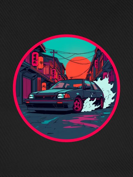 Retro 80er Midnight Alley Hatchback-Kunst