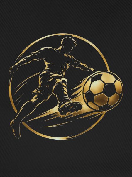 Goldenes Fußballkick-Emblem