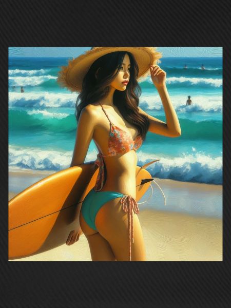 Surferin am Strand