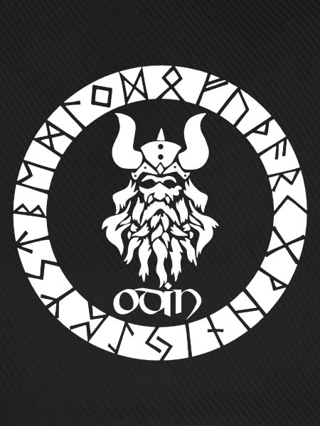 Gott Odin und weiße Wikinger-Runen