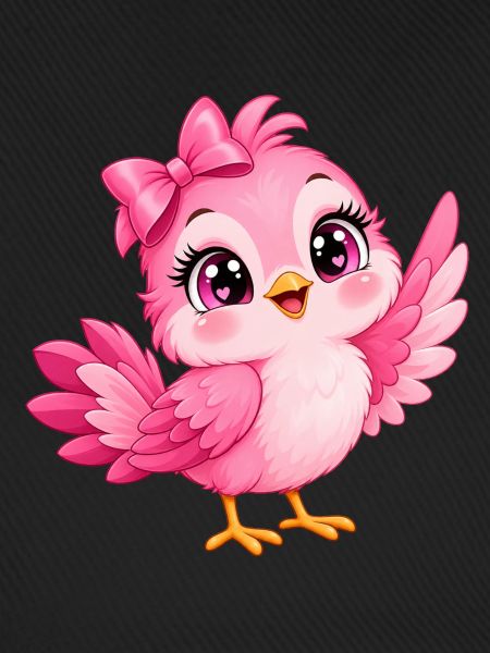 Kleiner rosa Kawaii-Vogel