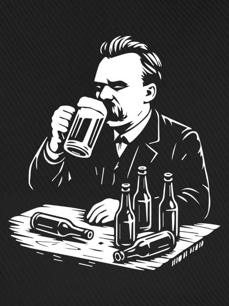 Friedrich Nietzsche trinkt Bier Illustration