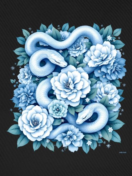 Hellblaues Snakes Rosenbeet-Design.