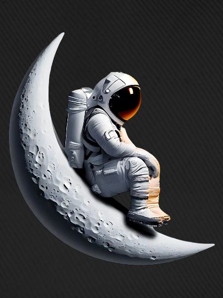 Astronaut im Halbmond