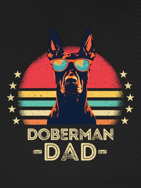 Dobermann mit sonnenbrille retro