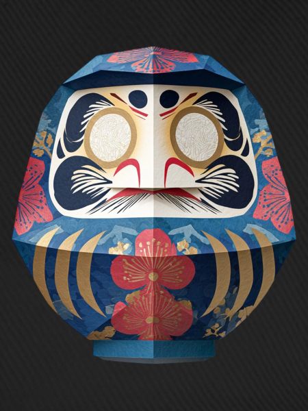Blumiger Daruma Maskendesign Daruma Origami