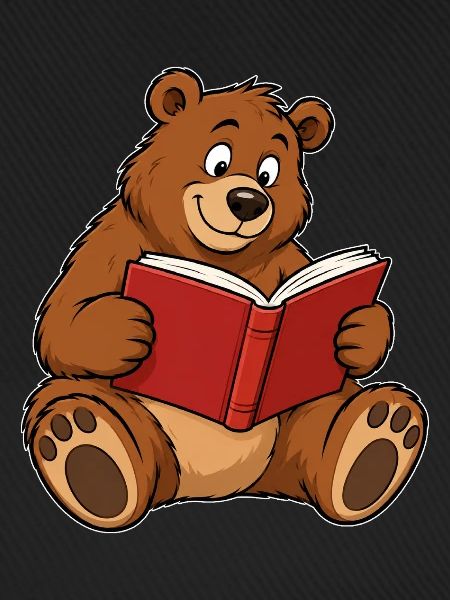Süßer Teddybär liest ein Buch