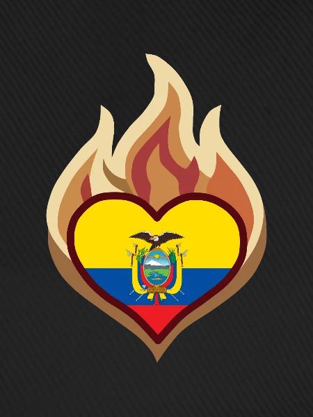 Ecuador Flag Heart on Fire