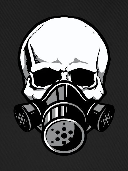 Totenschädel mit Gasmaske