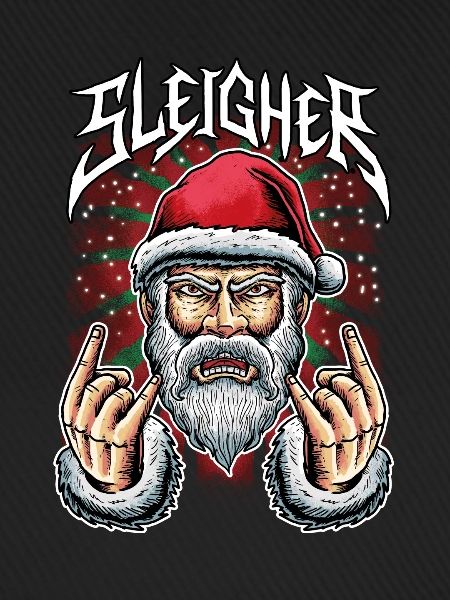 Rockender Weihnachtsmann Sleigher Weihnachtspulli